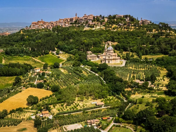 Bela Vista Montepulciano Cidade Topo Colina Toscana Itália — Fotografia de Stock