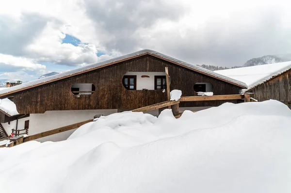 Winter Sauris Sotto Magic Snow Old Wooden Houses Italy — Stock Photo, Image