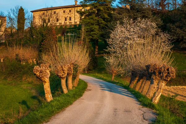 意大利阿卡诺城堡建筑群的美丽景色 — 图库照片