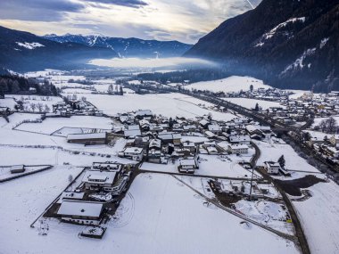 View from above of Valle di Tures valley at winter, South Tyrol, Italy.  clipart