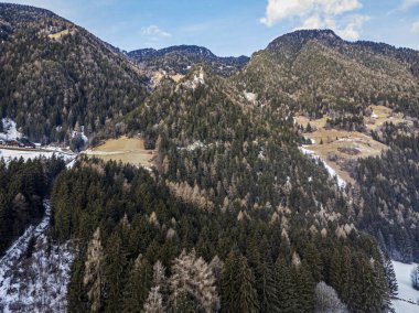 View from above of Valle di Tures valley at winter, South Tyrol, Italy.  clipart