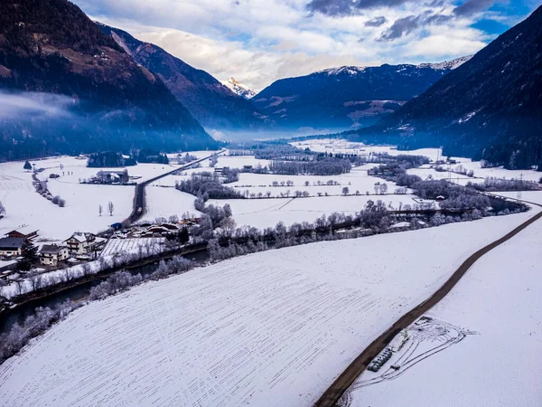 Vue Dessus Vallée Valle Tures Hiver Tyrol Sud Italie — Photo