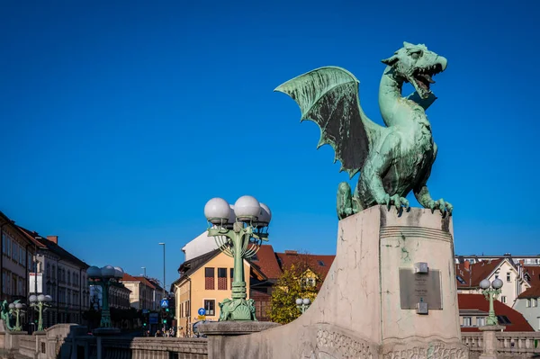 Statuie Antică Din Orașul Vechi Ljubljana Capitala Sloveniei — Fotografie, imagine de stoc