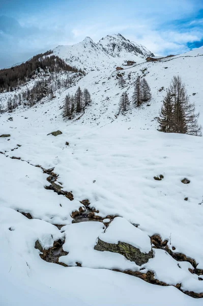 Plano Escénico Vistas Bellezas Encantadas Val Aurina Bajo Nieve Ahrn — Foto de Stock