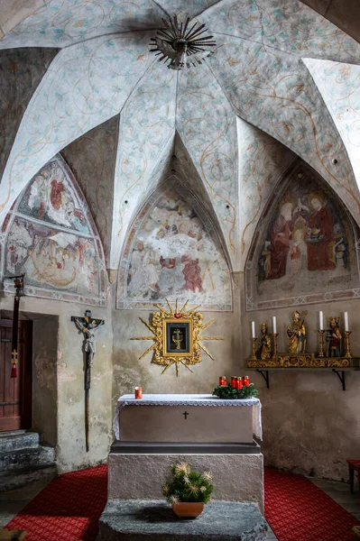 Plan Intérieur Vieille Église Val Aurina Italie — Photo