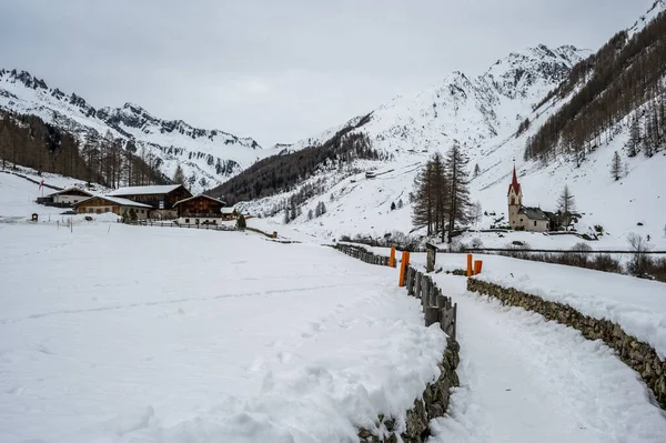 Aussichtsaufnahme Und Verzauberte Schönheiten Des Ahrntales Unter Schnee Ahrntal Südtirol — Stockfoto