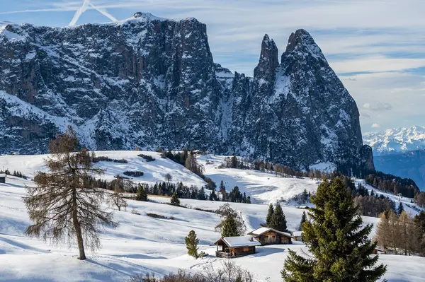 Самое Большое Высокогорное Плато Европе Зимой Снег Зимняя Атмосфера Альпе — стоковое фото