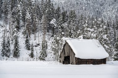 Şiddetli bir kar yağışı sonrasında Tarvisio turizm beldesi