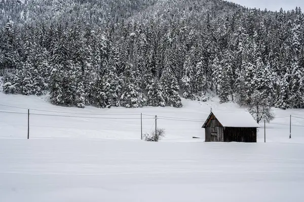 Het Toeristenoord Tarvisio Een Zware Sneeuwval — Stockfoto
