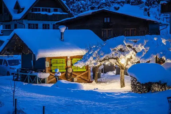 Şiddetli Bir Kar Yağışı Sonrasında Tarvisio Turizm Beldesi — Stok fotoğraf