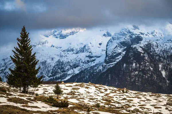 Spring snow on Mount Canin and Montasio