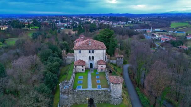 Вид Воздуха Замок Тричезимо Италии — стоковое видео