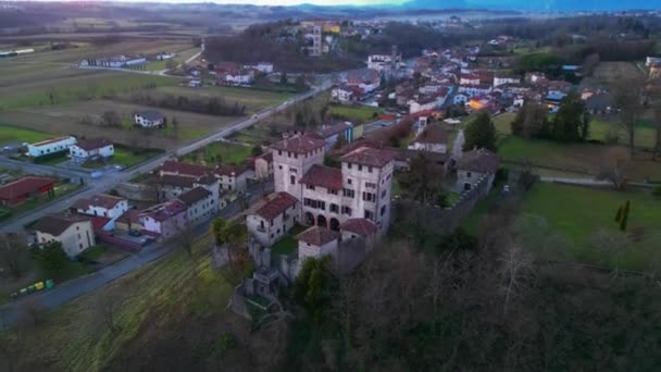 Antiguo Castillo Medieval Encaramado Colina Cassacco Friuli Italia — Vídeo de stock