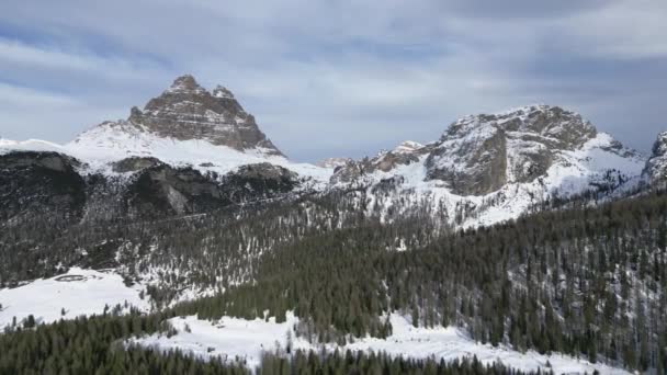 Vackert Landskap Dolomiter Frost Och Snö — Stockvideo