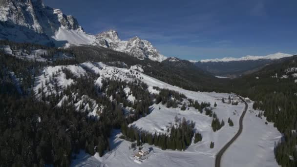 Prachtig Landschap Van Dolomieten Vorst Sneeuw — Stockvideo