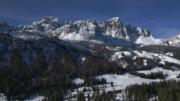 Vackert Landskap Dolomiter Frost Och Snö — Stockvideo