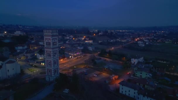 Pôr Sol Sobre Antiga Torre Cassacco Visto Cima — Vídeo de Stock