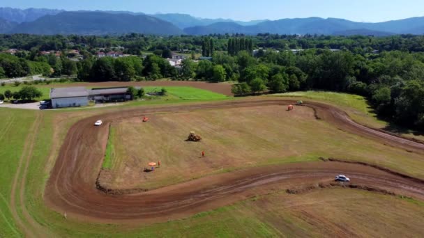 Luftaufnahme Von Autocross Form Des Motorsports Bei Dem Die Teilnehmer — Stockvideo