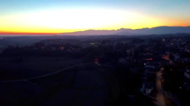 Kadim Cassacco malikanesinin üzerinde gün batımı. yukarıdan görünen.