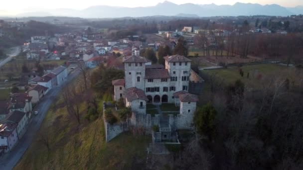 Antigo Castelo Medieval Empoleirado Colina Cassacco Friuli — Vídeo de Stock