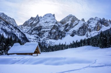 Riofreddo Vadisi. Tarvisio bölgesindeki karlı arazinin büyüsü