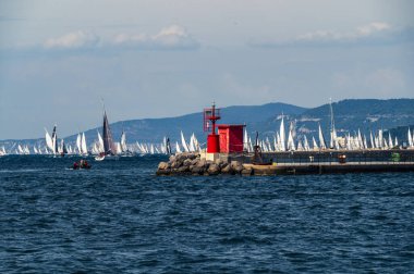 Barcolana Yarışı sırasında Trieste Körfezi.. 
