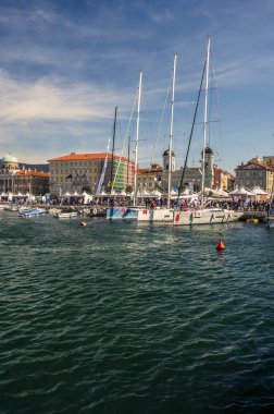 Barcolana Yarışı sırasında Trieste Körfezi.. 