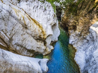 Emerald Water of the Torre Torrent Falls. Silk water. Tarcento, Friuli to discover