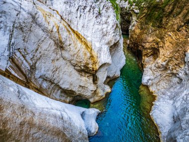 Emerald Water of the Torre Torrent Falls. Silk water. Tarcento, Friuli to discover