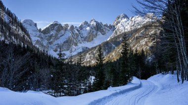 Şiddetli bir kar yağışı sonrasında Tarvisio turizm beldesi