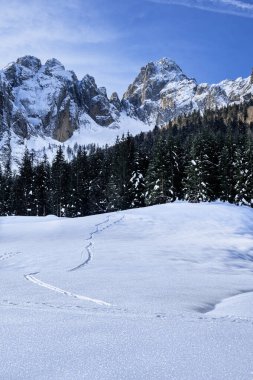 Şiddetli bir kar yağışı sonrasında Tarvisio turizm beldesi