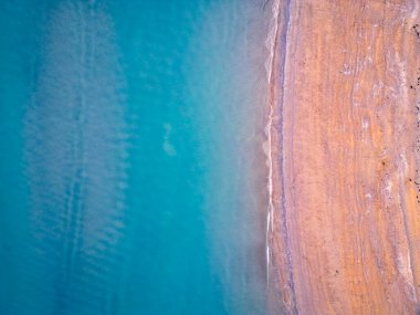 Lignano 'nun vahşi plajının havadan görünüşü