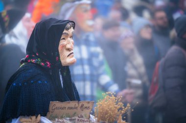 Carnival in Carnia. Sauris, Masks of the religious and pagan tradition. Italy clipart