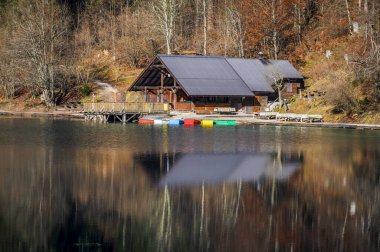 Morning in the Fusine lakes valley. Autumn  clipart