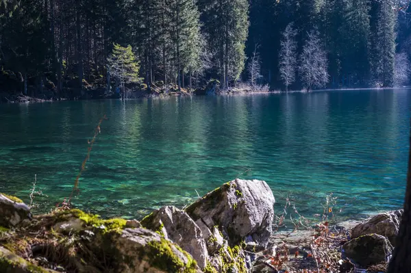 Stock image Morning in the Fusine lakes valley. Autumn 