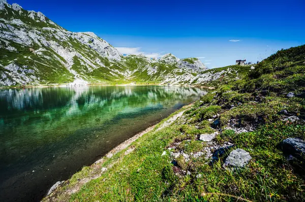 Stock image Eastern Dolomites. Sappada, Olbe Lake. Breathtaking panorama of the high mountains.