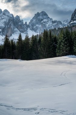 Dağları ve doğası olan güzel kış manzarası 