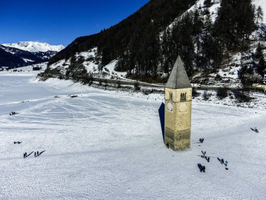 Resia Lake in Venosta Valley, South Tyrol, Italy clipart