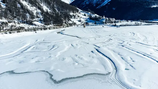 stock image Resia Lake in Venosta Valley, South Tyrol, Italy