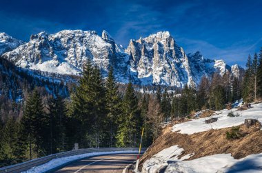 Snow covered mountain hill at Val Fiscalina, South Tyrol clipart