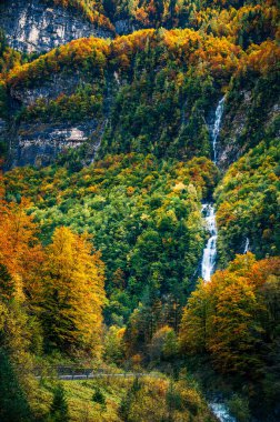  beautiful mountain landscape with waterfall,  Val Raccolana clipart