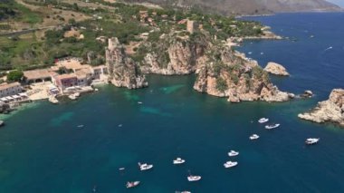 Körfez, antik orkinos balıkçılığı ve yığınla Scopello, Sicilya, İtalya