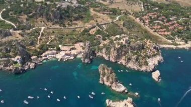 Körfez, antik orkinos balıkçılığı ve yığınla Scopello, Sicilya, İtalya