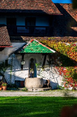 Autumn in Val Degano. Ovaro and its characteristic villages. The houses with a hundred windows clipart