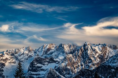  Three peaks of Lavaredo, Antorno and Monte Paterno in  Dolomites. clipart