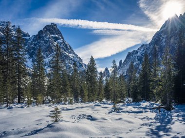 Kışın Fiscalina Vadisi, Dolomitler, İtalya