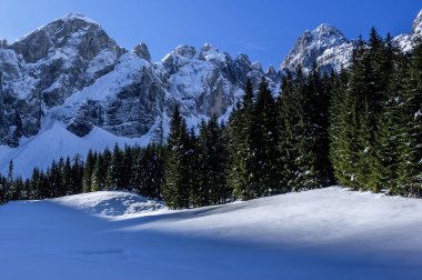 Tarvisio. Riofreddo valley in winter at the foot of the Julian Alps clipart