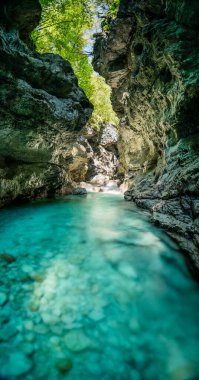 Spectacle of unspoiled nature. Gorge of the Raccolana stream. Chiusaforte. Friuli clipart