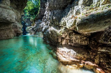 Spectacle of unspoiled nature. Gorge of the Raccolana stream. Chiusaforte. Friuli clipart