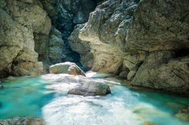 Spectacle of unspoiled nature. Gorge of the Raccolana stream. Chiusaforte. Friuli clipart